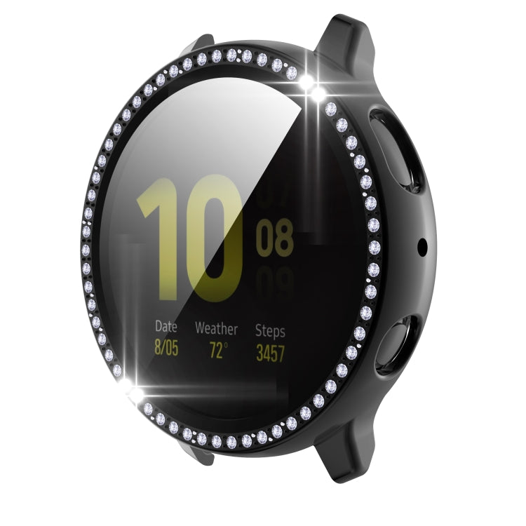 For Samsung Galaxy Watch Active 2 44mm Single Row Diamond Electroplated PC+Tempered Glass Watch Case
