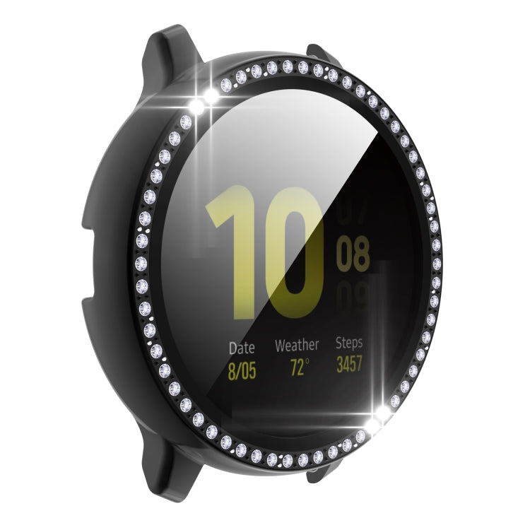 For Samsung Galaxy Watch Active 2 44mm Single Row Diamond Electroplated PC+Tempered Glass Watch Case