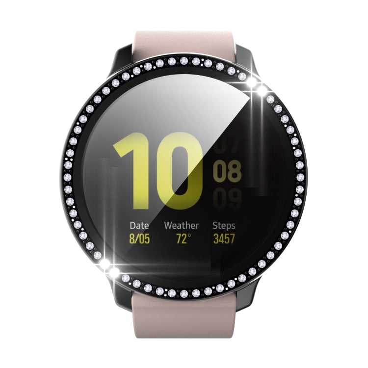 For Samsung Galaxy Watch Active 2 44mm Single Row Diamond Electroplated PC+Tempered Glass Watch Case