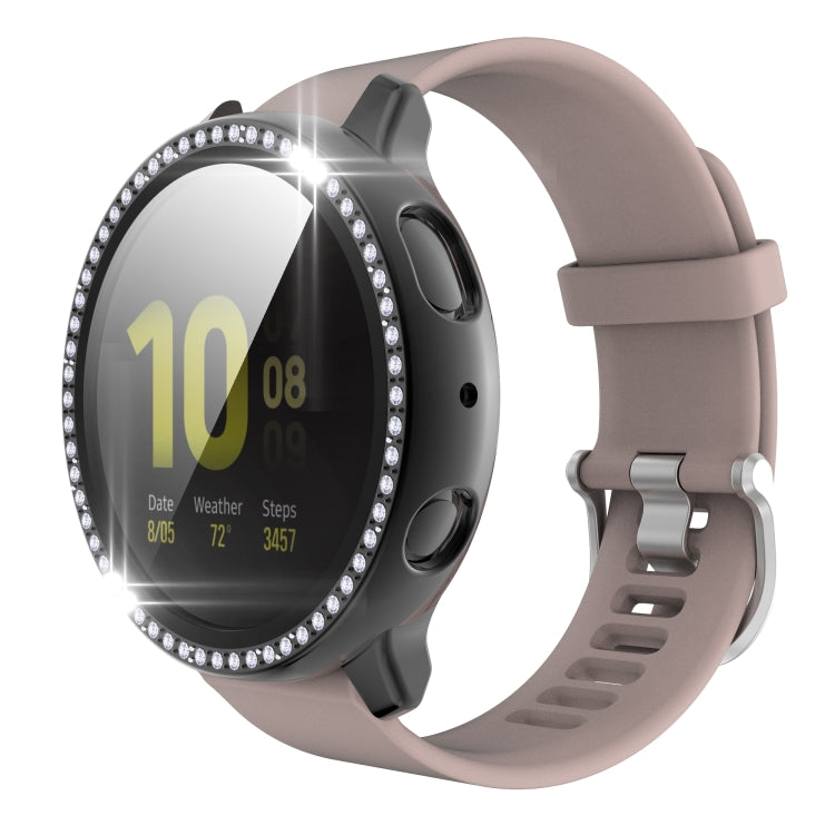 For Samsung Galaxy Watch Active 2 44mm Single Row Diamond Electroplated PC+Tempered Glass Watch Case