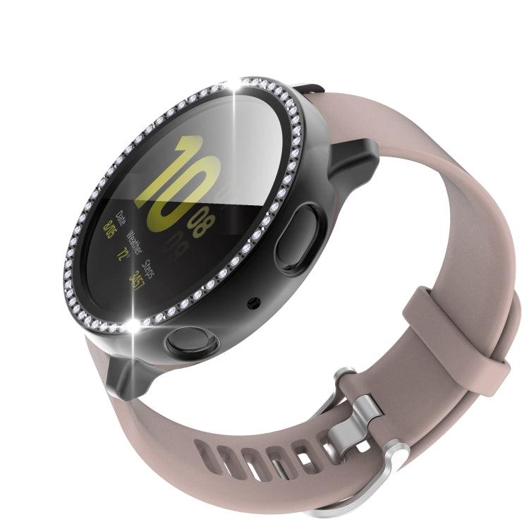 For Samsung Galaxy Watch Active 2 44mm Single Row Diamond Electroplated PC+Tempered Glass Watch Case