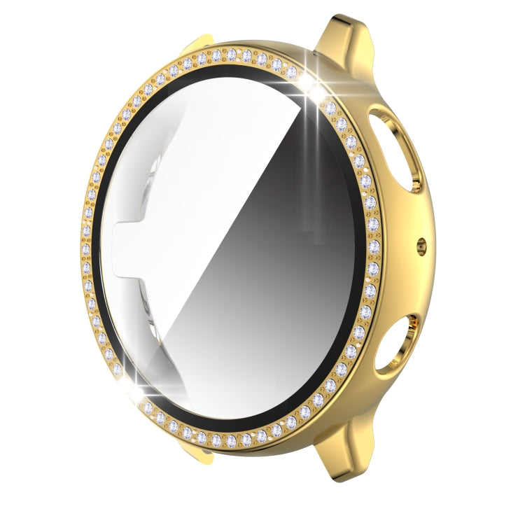 For Samsung Galaxy Watch Active 2 44mm Single Row Diamond Electroplated PC+Tempered Glass Watch Case