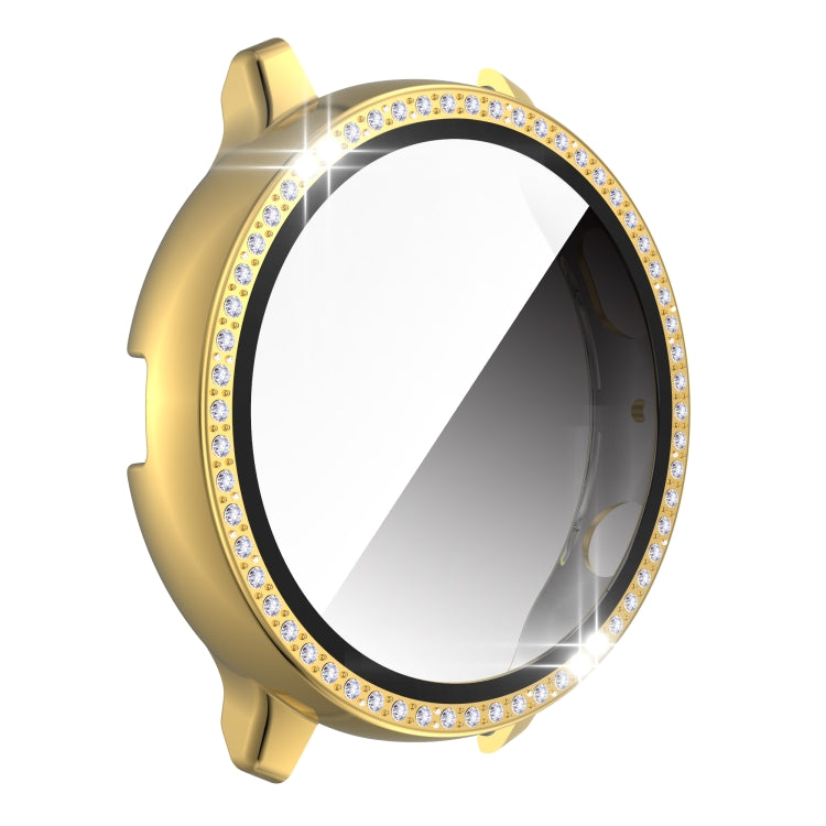 For Samsung Galaxy Watch Active 2 44mm Single Row Diamond Electroplated PC+Tempered Glass Watch Case