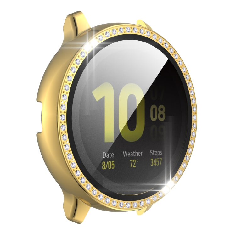 For Samsung Galaxy Watch Active 2 44mm Single Row Diamond Electroplated PC+Tempered Glass Watch Case