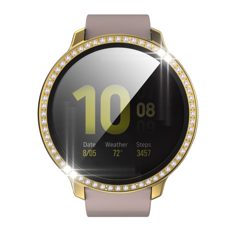 For Samsung Galaxy Watch Active 2 44mm Single Row Diamond Electroplated PC+Tempered Glass Watch Case