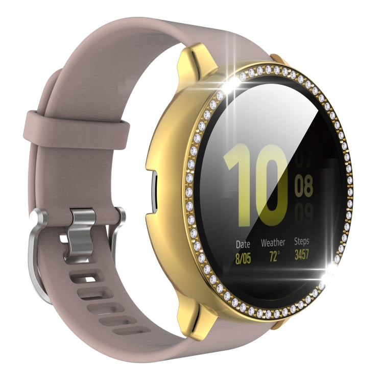 For Samsung Galaxy Watch Active 2 44mm Single Row Diamond Electroplated PC+Tempered Glass Watch Case
