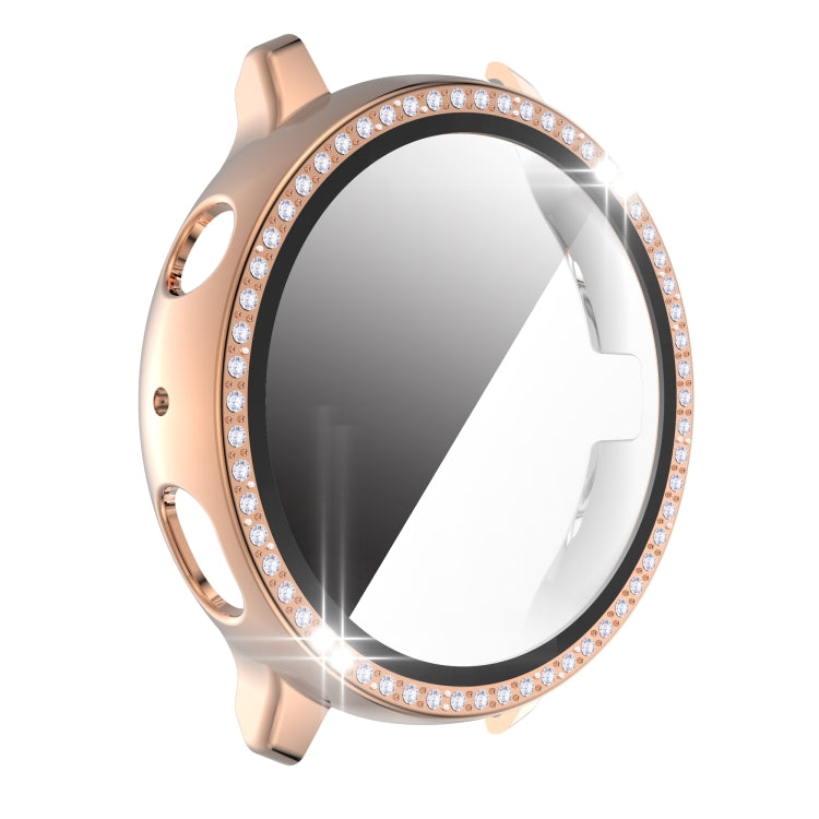For Samsung Galaxy Watch Active 2 44mm Single Row Diamond Electroplated PC+Tempered Glass Watch Case