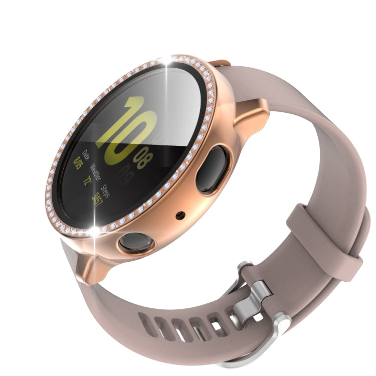 For Samsung Galaxy Watch Active 2 44mm Single Row Diamond Electroplated PC+Tempered Glass Watch Case