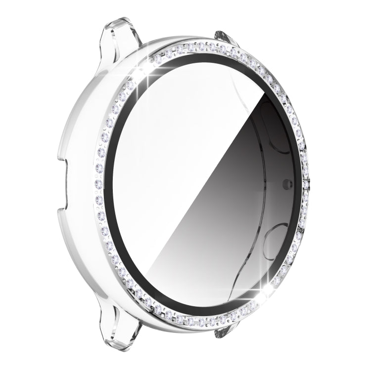For Samsung Galaxy Watch Active 2 44mm Single Row Diamond Electroplated PC+Tempered Glass Watch Case