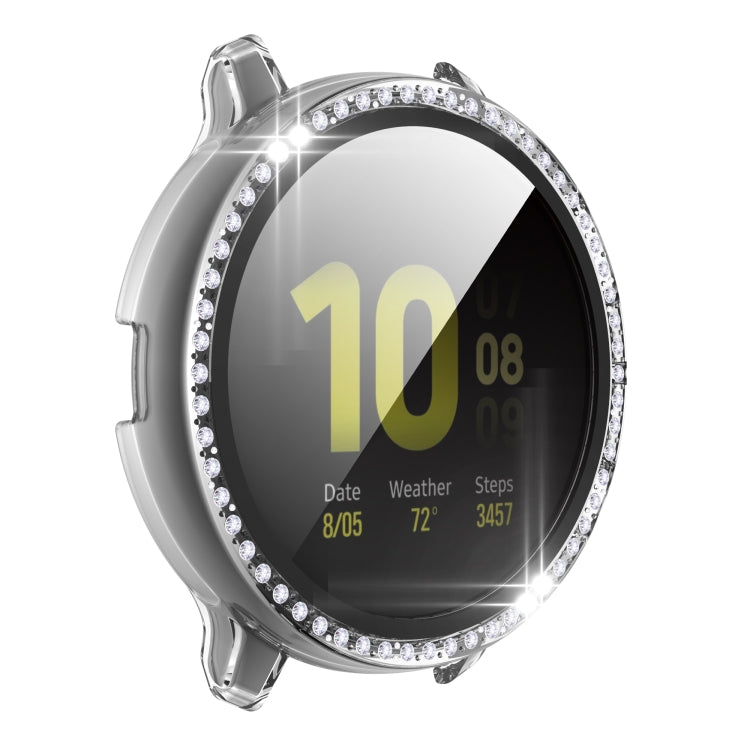 For Samsung Galaxy Watch Active 2 44mm Single Row Diamond Electroplated PC+Tempered Glass Watch Case