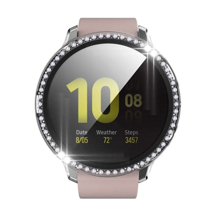 For Samsung Galaxy Watch Active 2 44mm Single Row Diamond Electroplated PC+Tempered Glass Watch Case