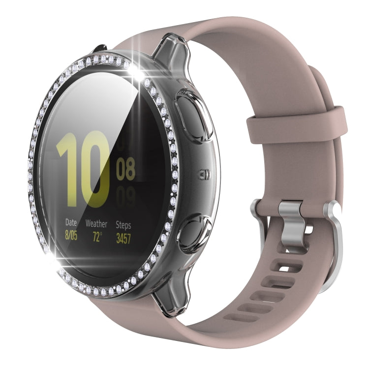 For Samsung Galaxy Watch Active 2 44mm Single Row Diamond Electroplated PC+Tempered Glass Watch Case