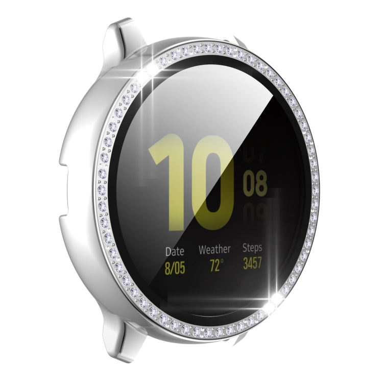 For Samsung Galaxy Watch Active 2 44mm Single Row Diamond Electroplated PC+Tempered Glass Watch Case