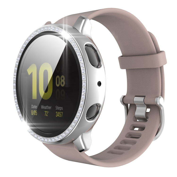 For Samsung Galaxy Watch Active 2 44mm Single Row Diamond Electroplated PC+Tempered Glass Watch Case