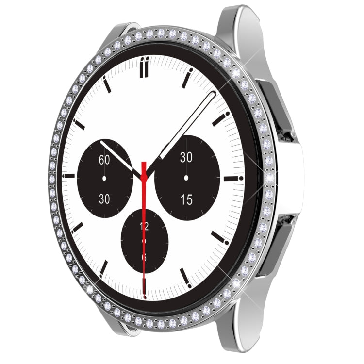 For Samsung Galaxy Watch4 Classic 42mm Single Row Diamond Hollowed PC Watch Case