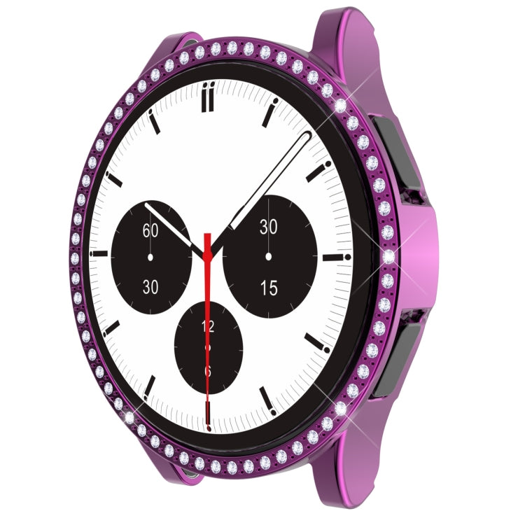 For Samsung Galaxy Watch4 Classic 46mm Single Row Diamond Hollowed PC Watch Case