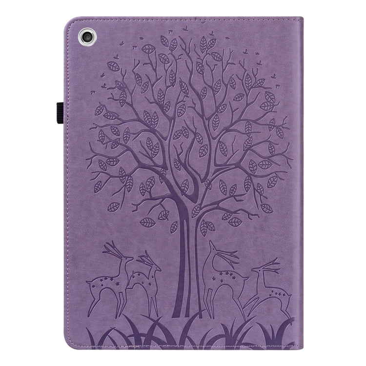 For Lenovo M10 Plus 3rd Gen 10.6 inch Tree & Deer Embossed Leather Tablet Case