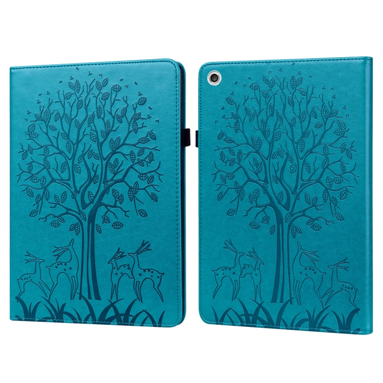For Lenovo M10 Plus 3rd Gen 10.6 inch Tree & Deer Embossed Leather Tablet Case