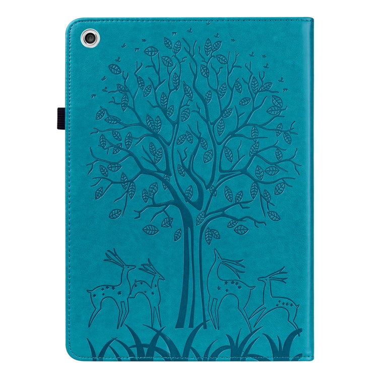 For Lenovo M10 Plus 3rd Gen 10.6 inch Tree & Deer Embossed Leather Tablet Case