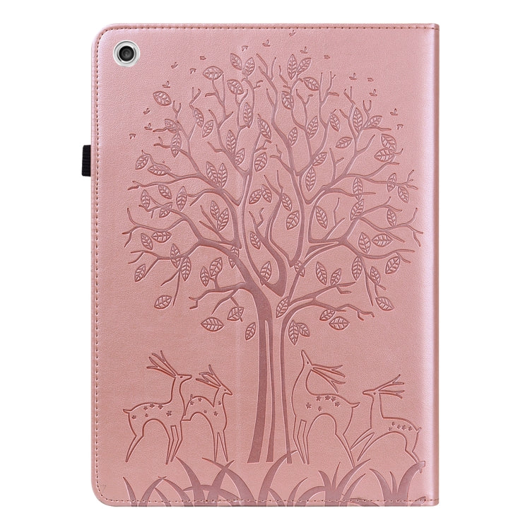 For Lenovo M10 Plus 3rd Gen 10.6 inch Tree & Deer Embossed Leather Tablet Case