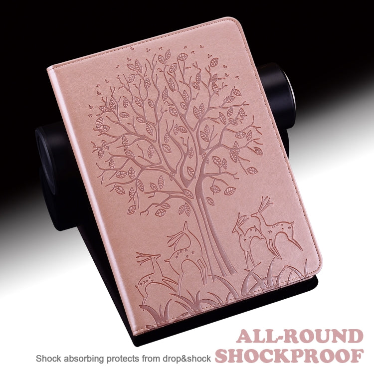 For Lenovo M10 Plus 3rd Gen 10.6 inch Tree & Deer Embossed Leather Tablet Case