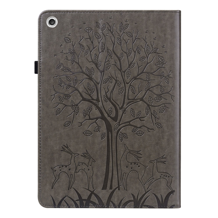 For Lenovo M10 Plus 3rd Gen 10.6 inch Tree & Deer Embossed Leather Tablet Case