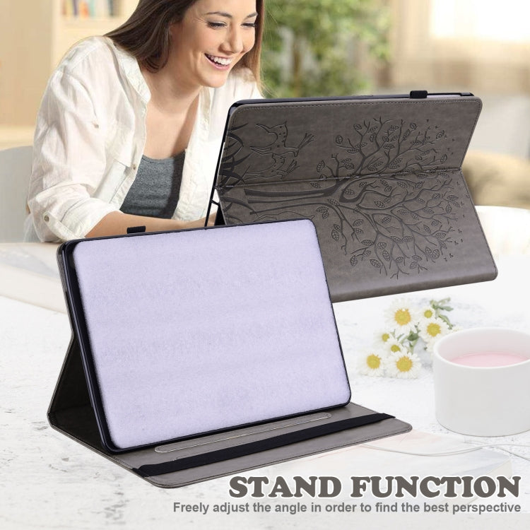 For Lenovo M10 Plus 3rd Gen 10.6 inch Tree & Deer Embossed Leather Tablet Case