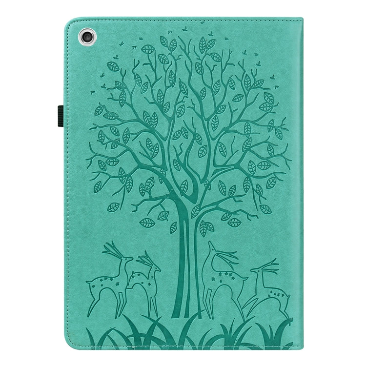 For Lenovo M10 Plus 3rd Gen 10.6 inch Tree & Deer Embossed Leather Tablet Case