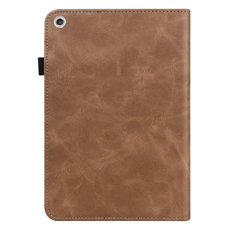 For Lenovo M10 Plus 3rd Gen 10.6 inch Solid Color Stripe Embossed Leather Tablet Case