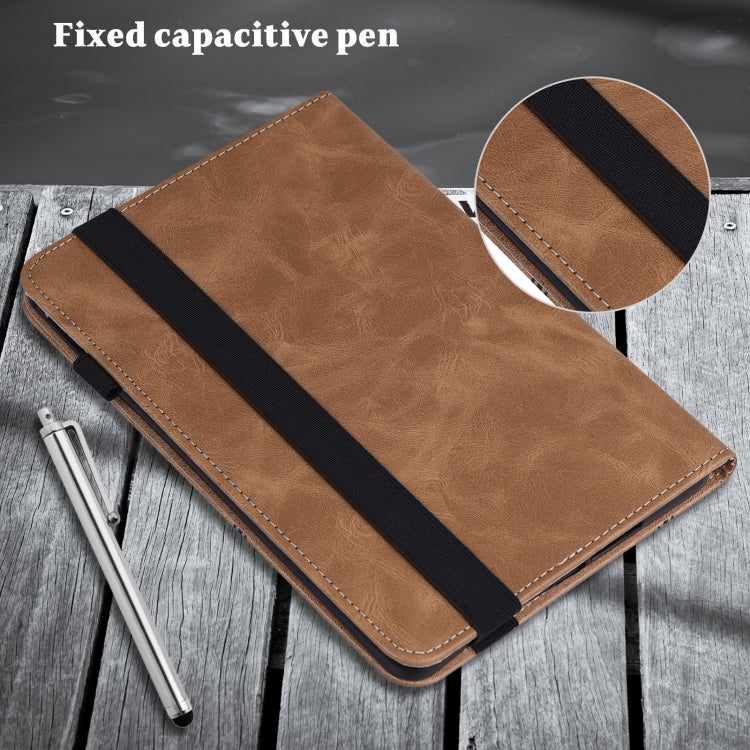 For Lenovo M10 Plus 3rd Gen 10.6 inch Solid Color Stripe Embossed Leather Tablet Case
