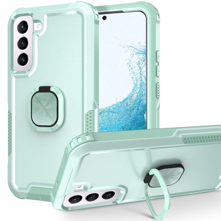 For Samsung Galaxy S22 5G 3 in 1 Ring Holder PC + TPU Phone Case