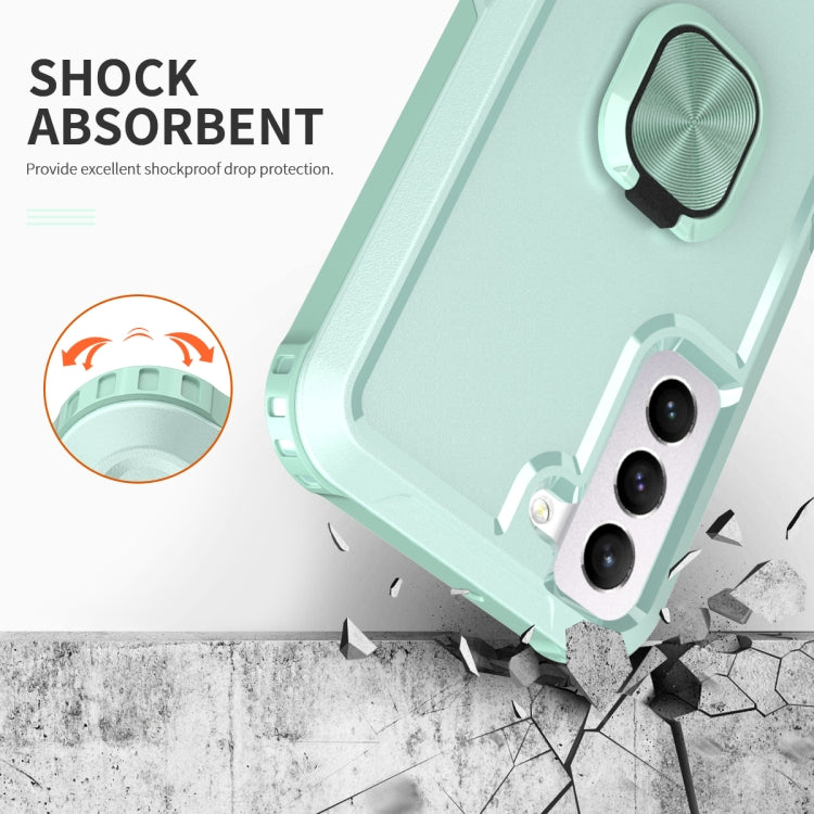 For Samsung Galaxy S22 5G 3 in 1 Ring Holder PC + TPU Phone Case