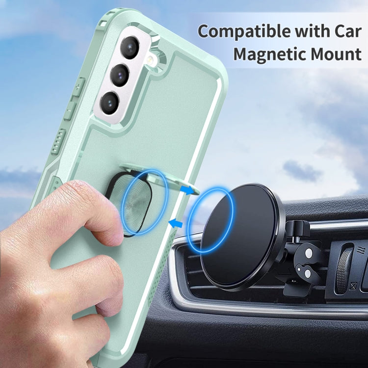 For Samsung Galaxy S22 5G 3 in 1 Ring Holder PC + TPU Phone Case