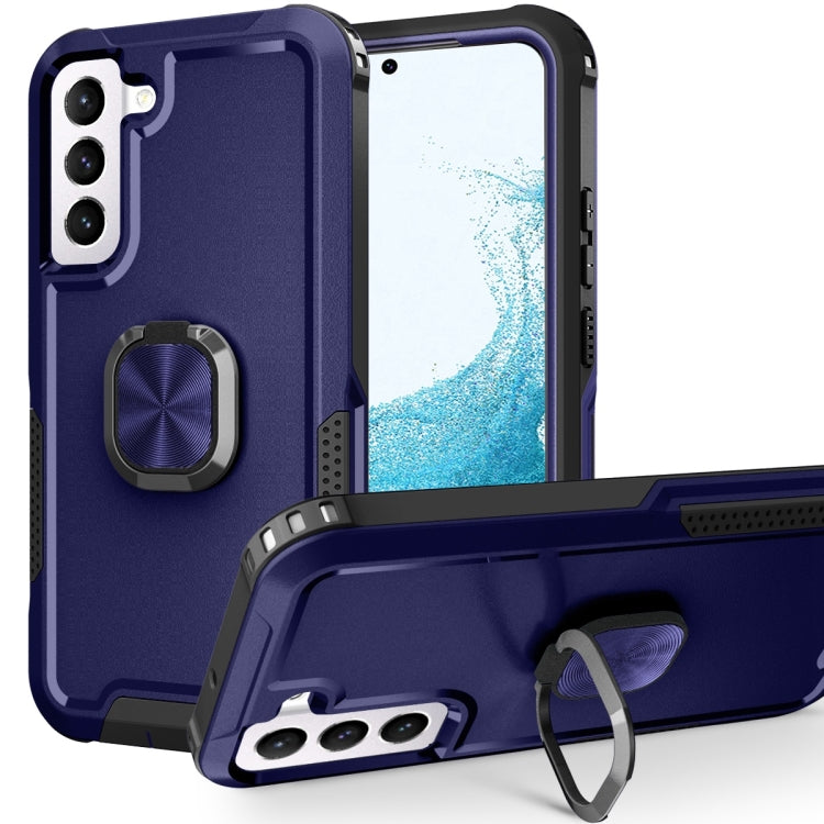 For Samsung Galaxy S22 5G 3 in 1 Ring Holder PC + TPU Phone Case