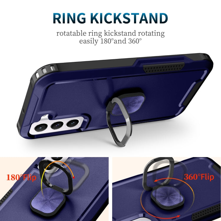 For Samsung Galaxy S22 5G 3 in 1 Ring Holder PC + TPU Phone Case
