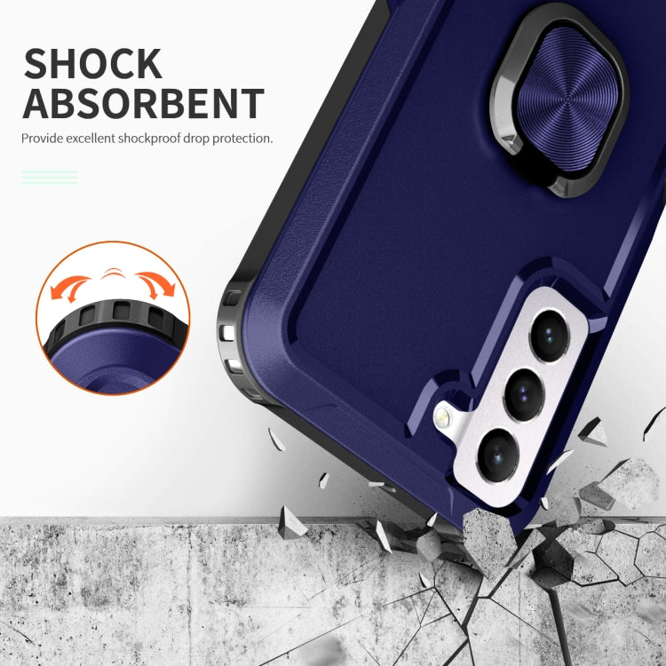 For Samsung Galaxy S22 5G 3 in 1 Ring Holder PC + TPU Phone Case