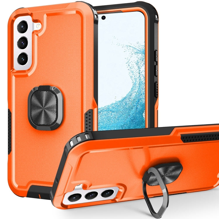 For Samsung Galaxy S22 5G 3 in 1 Ring Holder PC + TPU Phone Case