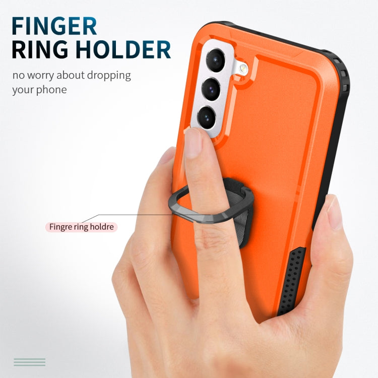For Samsung Galaxy S22 5G 3 in 1 Ring Holder PC + TPU Phone Case
