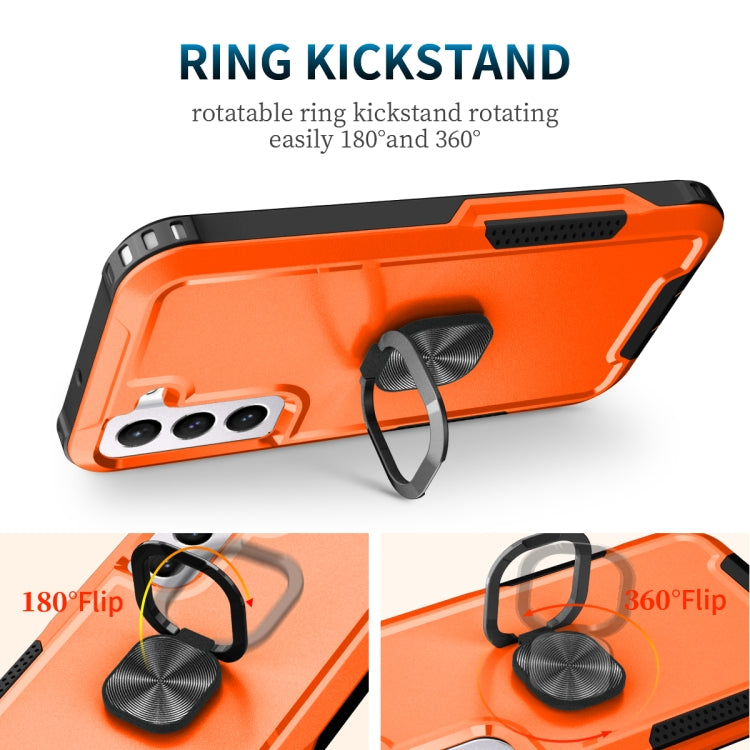 For Samsung Galaxy S22 5G 3 in 1 Ring Holder PC + TPU Phone Case
