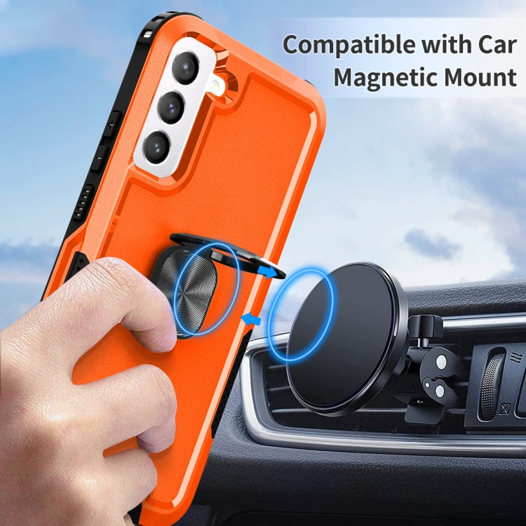 For Samsung Galaxy S22 5G 3 in 1 Ring Holder PC + TPU Phone Case