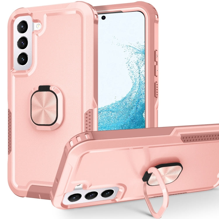 For Samsung Galaxy S22 5G 3 in 1 Ring Holder PC + TPU Phone Case