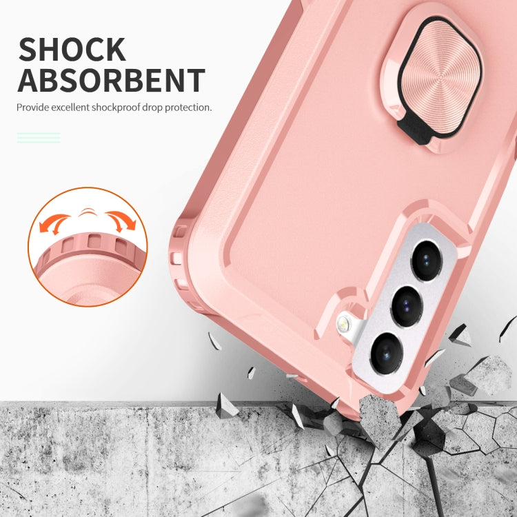 For Samsung Galaxy S22 5G 3 in 1 Ring Holder PC + TPU Phone Case