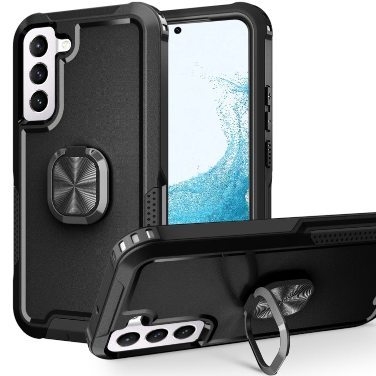 For Samsung Galaxy S22 5G 3 in 1 Ring Holder PC + TPU Phone Case