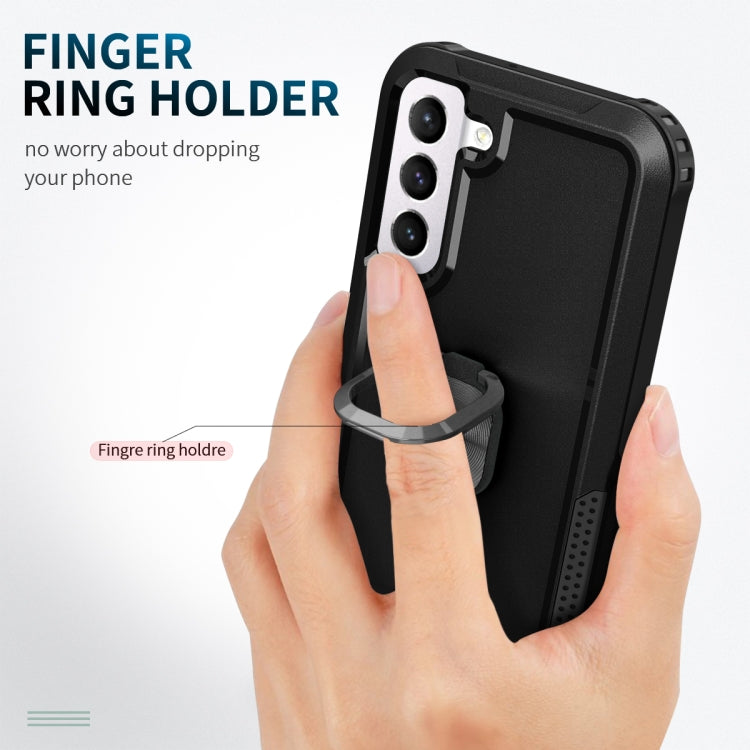 For Samsung Galaxy S22 5G 3 in 1 Ring Holder PC + TPU Phone Case
