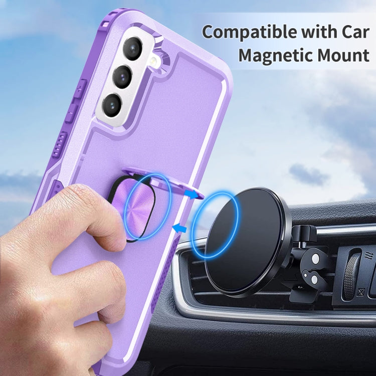 For Samsung Galaxy S22 5G 3 in 1 Ring Holder PC + TPU Phone Case