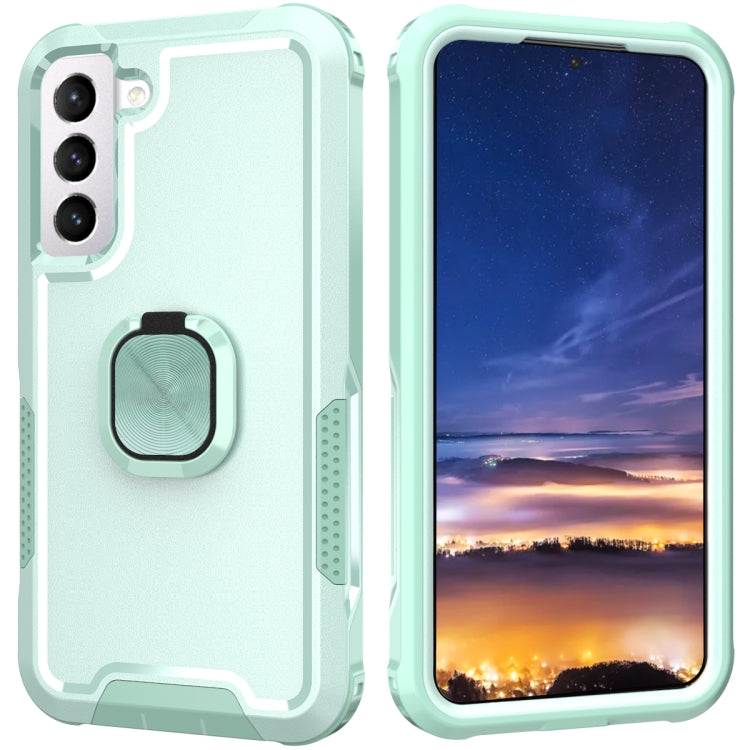 For Samsung Galaxy S22+ 5G 3 in 1 Ring Holder PC + TPU Phone Case