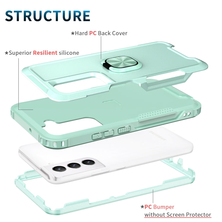 For Samsung Galaxy S22+ 5G 3 in 1 Ring Holder PC + TPU Phone Case