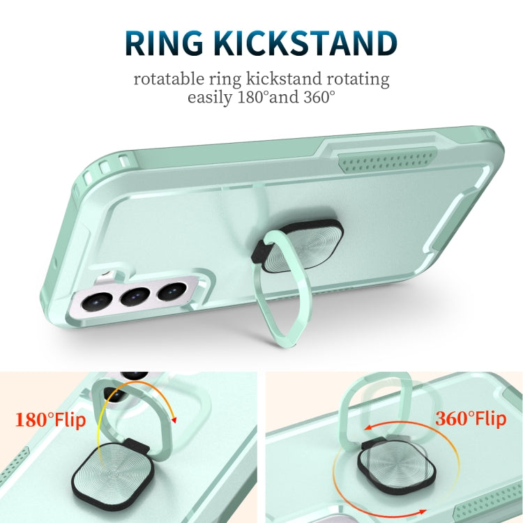 For Samsung Galaxy S22+ 5G 3 in 1 Ring Holder PC + TPU Phone Case