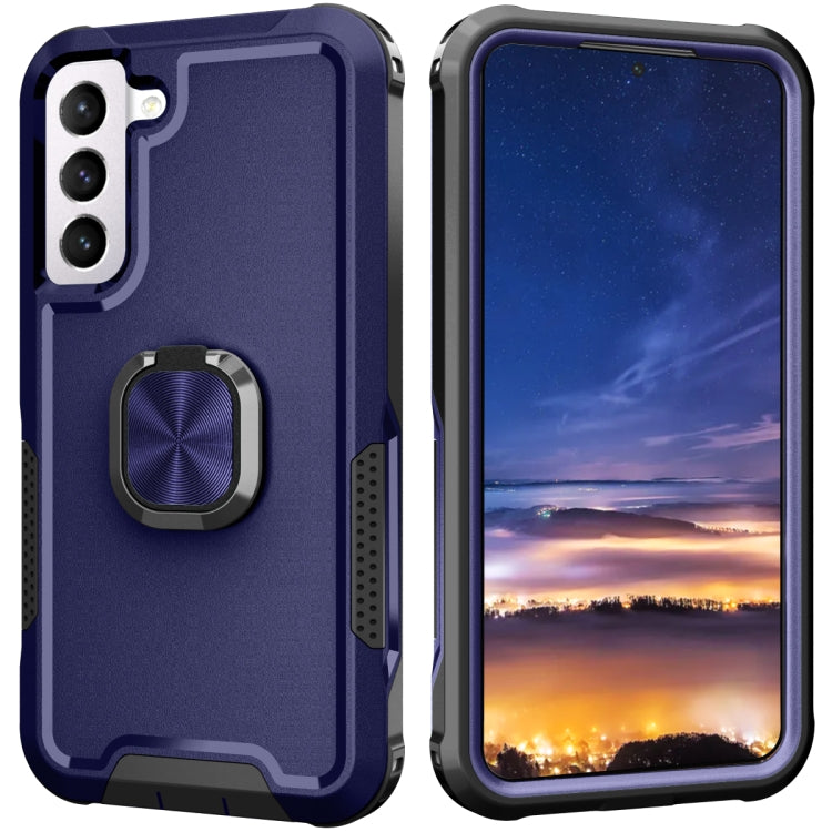 For Samsung Galaxy S22+ 5G 3 in 1 Ring Holder PC + TPU Phone Case