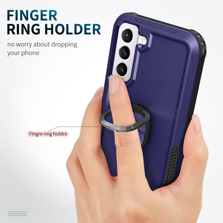 For Samsung Galaxy S22+ 5G 3 in 1 Ring Holder PC + TPU Phone Case